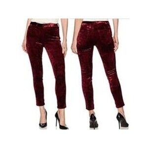 Joe's The Charlie Velvet Pants Women's 25 Burgundy Stretch High Rise Skinny NWT